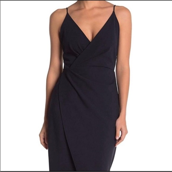 Betsey Johnson Black Tulip Hem Dress Faux Wrap Cocktail - Picture 2 of 14